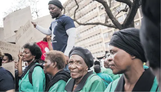  ?? Picture: Jacques Nelles ?? SHOW OF SUPPORT. Members of different political parties are seen outside the Pretoria Magistrate’s Court where a 20-year-old man yesterday appeared on a charge of raping a seven-year-old girl in the Silverton Dros in Pretoria.