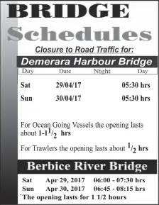  ??  ?? Sat Sun Sat Sun 29/04/17 30/04/17 1-11/ 2 hrs Apr 29, 2017 Apr 30, 2017 05:30 hrs 05:30 hrs 1/ hrs 2 06:00 - 07:30 hrs 06:45 - 08:15 hrs