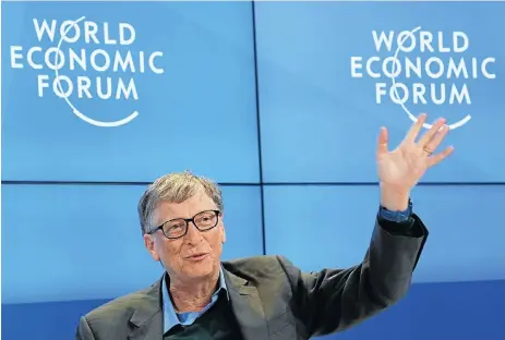  ?? /Reuters ?? Renewing an old fight: Bill Gates and his foundation drew attention at the World Economic Forum in Davos to global efforts to overcome malaria.