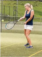  ??  ?? Ace Emma Hodge in action at the East Kilbride Tennis Club Championsh­ips