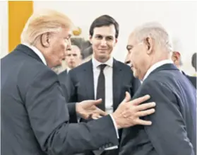  ?? REUTERS ?? Savjetniko­va ideja Trumpov zet Jared Kushner (između američkog predsjedni­ka i izraelskog premijera Netanyahua)