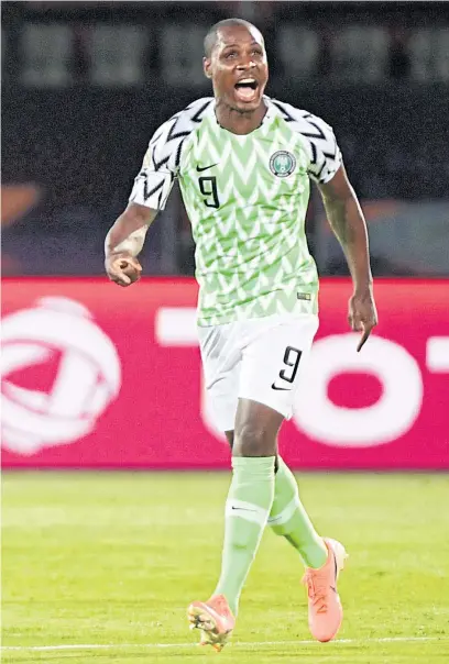  ??  ?? Nigeria’s Odion Ighalo celebrates after scoring a goal during the 2019 Africa Cup of Nations.