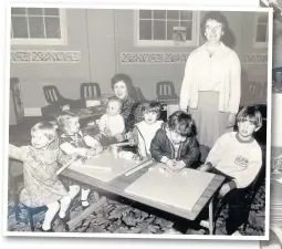  ??  ?? Children in a playgroup at Southport Library, April 1982, above; A family enjoys dressing in style for a vintage car rally on The Promenade in May, 1982, right; Stanley High School pupils on a day out in May, 1982, below