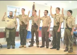  ?? Photo by Larry Liles ?? From left: Eagle Scouts Robbie Hamill-Huff, Gavin Forrest, Connor Forrest, Joey Heinzelman, Carl Liles and Tristan Palme.