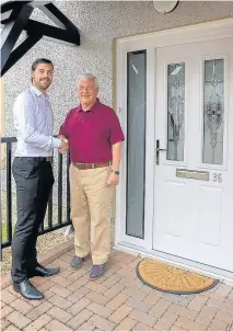  ??  ?? New door Jason Lisett of Caledonian Windows with Tom Doolan of Noddleburn Place, Largs