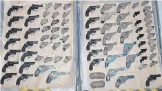  ??  ?? The firearms, above, were wrapped in blue plastic and hidden in engine blocks, left