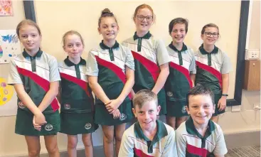  ?? Picture: MARG JUDD ?? CHALLENGE: Students vying to represent Holy Cross. Back: Alakandra Coghlan-Walsh, Chloe McCoy, Maya Cottew, Grace Frost, Hannah Willcock, Olivia Burnett. Front: Logan Steven and William Ward. Absent: Maddie Appleby.