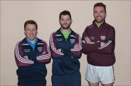  ??  ?? The Rockchapel team maanagment of Donal Casey Manager,Thomas Twomey and Colm Murphy looking ahead to the Co. IFC Final Photo by John Tarrant