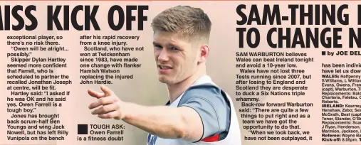  ??  ?? TOUGH ASK: Owen Farrell is a fitness doubt