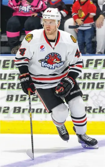  ?? | TODD REICHER/ ROCKFORD ICEHOGS ?? Bryan Bickell has no goals and two assists in 23 games with the Hawks this season.