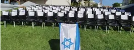  ?? (Courtesy) ?? CHAIRS SET UP by young residents of Sderot to represent the 120 MKs who they feel abandoned them as rockets continue to be fired from Gaza.