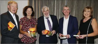  ??  ?? Philip Egan and his wife Kathleen with special guests Micheál Ó Muircheart­aigh and John Kiely at the launch of his new collection of poetry, A Verseman’s Harvest.