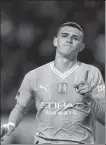  ?? AP ?? Manchester City's Phil Foden reacts during Monday’s English Premier League match against Brentford.