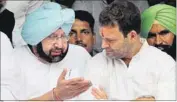  ?? HT FILE PHOTO ?? A loss in Punjab to the rookie AAP will embolden the latter to challenge the Congress in other states. Capt Amarinder Singh (left) and Rahul Gandhi both know they can’t afford it.