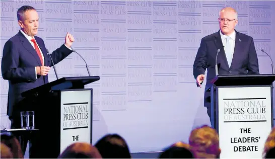  ?? Photo / Getty Images ?? Bill Shorten (left) and Scott Morrison have a week to win over Australian voters.