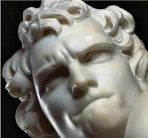  ??  ?? Bernini self-portrait as David, close-up