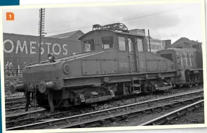  ?? ?? 1: Wearing a grimy coat of BR black livery, 26500 rests at Heaton depot in the early 1950s, with a Drewry diesel shunter for company.