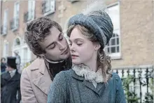  ?? LEVELFILM ?? Douglas Booth as Percy Bysshe Shelley and Elle Fanning as Mary Shelley in the movie Mary Shelley.