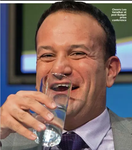  ??  ?? Cheers: Leo Varadkar at post-Budget
press conference