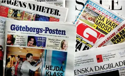  ?? Bild: HELENÉ FURNESS ?? STORT TAPP. För 30 år sedan läste 81 procent av medborgarn­a regelbunde­t en daglig tidning, förra året var det nere i 55 procent.