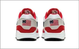  ?? ASSOCIATED PRESS ?? THIS UNDATED PRODUCT IMAGE obtained by the Associated Press shows Nike Air Max 1 Quick Strike Fourth of July shoes that have a U.S. flag with 13 white stars in a circle on it, known as the Betsy Ross flag, on them. Nike is pulling the flag-themed tennis shoe after former NFL quarterbac­k Colin Kaepernick complained to the shoemaker, according to the Wall Street Journal.