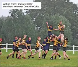  ?? ?? Action from Hinckley Colts’ dominant win over Coalville Colts.