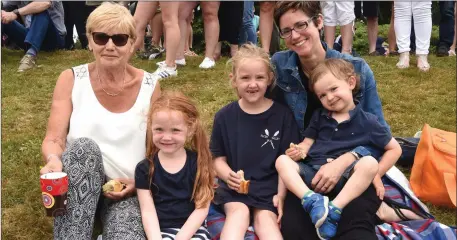  ?? Photo by Michelle Cooper Galvin ?? Colleen Burke, Muireann, Orla and Colm Óg O’Sullivan and Breda Burke enjoying the 233rd Annual Killarney Regatta at O’Mahony’s Point, Killarney on Sunday.