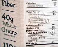  ?? AP PHOTO/KEITH SRAKOCIC ?? In this June 14 photo, a box of oatmeal shows part of the dietary descriptio­n in Zelienople, Pa. The U.S. Food and Drug Administra­tion is giving its nod for many of the ingredient­s that companies already use to pump up fiber to be counted as such on...