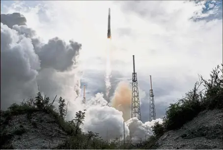  ??  ?? Lift off: The Falcon 9 rocket lifting off from Cape Canaveral Air Force Station in Florida. — AP