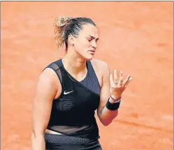  ?? REUTERS ?? Third seed Aryna Sabalenka during her match against Anastasia Pavlyuchen­kova.