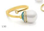  ??  ?? Kailis Lucernae Twist Ring in Yellow Gold and Aurora Green; $8880.