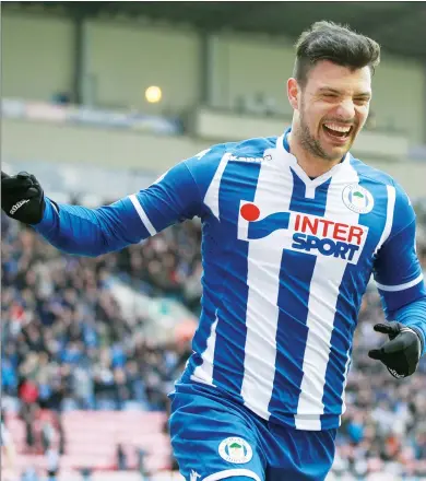  ??  ?? HAPPY HARIS: The Latics went in front late into the match with a goal from Haris Vuckic