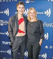  ?? PARAS GRIFFIN / GETTY IMAGES FOR GLAAD ?? Atlanta native Tommy Dorfman, a star of Netflix’s “13 Reasons Why,” and GLAAD President and CEO Sarah Kate Ellis at Wednesday’s gala.