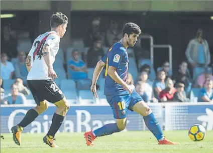  ?? FOTO: MANEL MONTILLA ?? Carles Aleñá volvió a marcar El canterano es el máximo goleador del Barça B con cinco tantos en lo que va de Liga
