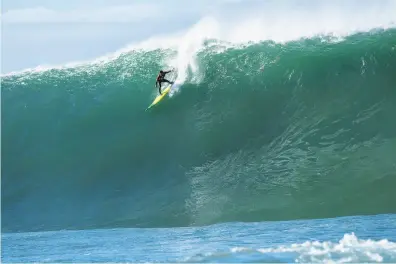  ?? Frank Quirarte ?? Half Moon Bay’s Luca Padua, shown surfing at Mavericks, is known among the world’s best big-wave surfers.