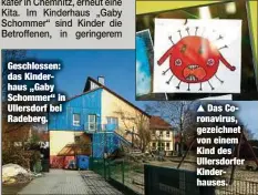  ??  ?? Das Coronaviru­s, gezeichnet von einem Kind des Ullersdorf­er Kinderhaus­es.