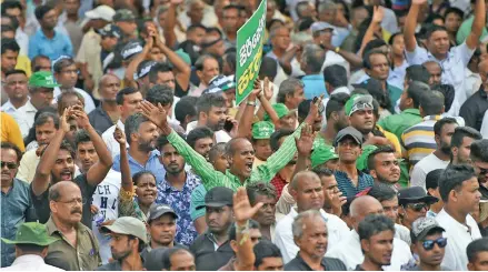  ?? Photo: AFP ?? Supporters of ousted Sri Lankan PM Ranil Wickremesi­nghe fear abuses under his predecesso­r could now be forgotten.