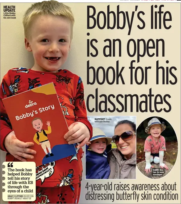  ?? ?? HEALTH UPDATE Little Bobby Clifford with his own book