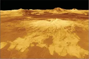  ?? Special to theWestsid­eWeekly ?? NASA/JPL/
A computer-generated 3-D perspectiv­e view of the surface of Venus, with the Sapas Mons peak at the centre. This year phosphine was discovered in the atmosphere of Venus.