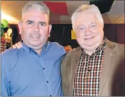  ?? (Pic: P O’Dwyer) ?? In O’Donnell’s Bar, Glanworth on Saturday night, local elections candidate Joe O’Brien (Sinn Féin) is pictured with Eddie O’Sullivan.