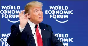  ?? — AFP ?? Donald Trump went to the free-trade bastion World Economic Forum in Davos.