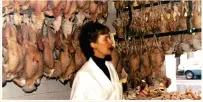  ?? ?? FREE RANGE Pat with Christmas turkeys at shop in 1980s