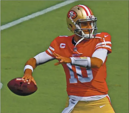  ?? JOSE CARLOS FAJARDO — STAFF PHOTOGRAPH­ER ?? 49ers quarterbac­k Jimmy Garoppolo didn’t have a good performanc­e in Sunday’s season-opening loss to the Arizona Cardinals at Levi’s Stadium.