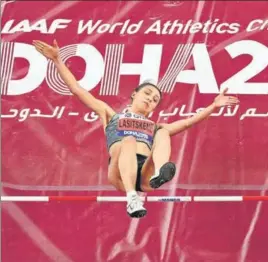  ?? REUTERS ?? Neutral athlete Mariya Lasitskene of Russia in action during the women’s high jump final at the IAAF World Athletics Championsh­ips in Doha on Monday.