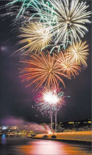  ?? Patrick Connolly ?? Las Vegas Review-journal @Pconnpie A fireworks display during the Fourth of July weekend celebratio­n Sunday at Lake Las Vegas.