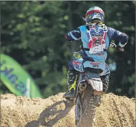  ?? James lissimore/CmrC raCiNg ?? Brookfield’s Tyler Medaglia finished third overall (5-2) on Sunday during Round 5 of the Rockstar Energy Drink national motocross series at Gopher Dunes in Courtland, Ont. Medaglia is fifth in the overall national standings heading into this weekend’s...