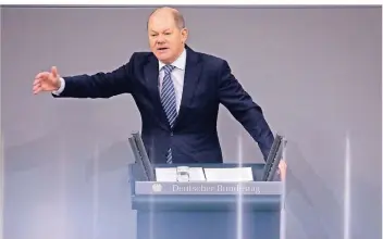  ?? FOTO: DPA ?? Bundesfina­nzminister Olaf Scholz (SPD) während der Haushaltsd­ebatte im Bundestag.