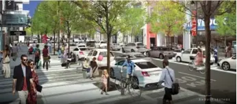  ?? CITY OF MONTREAL ?? Plans to redesign Ste.-Catherine St. in Montreal will include heated sidewalks, planned for installati­on in 2018.