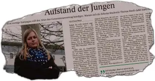  ??  ?? So berichtete die Thüringer Allgemeine am . Dezember  über die Studentin Theresa Streib und die Kampagne „Wir kündigen den Generation­envertrag“.