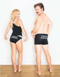  ??  ?? Matilda Rice and Will Hall model Jockey’s “everyday supporter” undies, available in any colour you like — as long as it’s black.